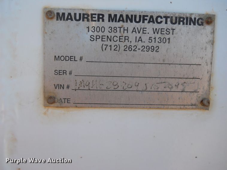 image for item DF4544 2009 Maurer single hopper bottom grain trailer