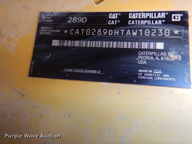 image for item DH3415 2018 Caterpillar 289D  tracked skid steer loader