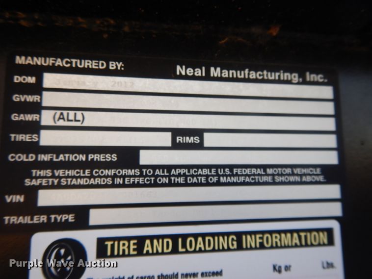 image for item DI8102 2012 Neal nurse tank trailer