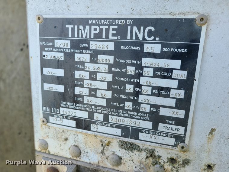 image for item DY9960 1999 Timpte double hopper bottom grain trailer