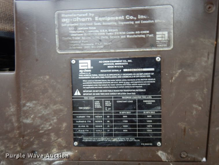 image for item FW9838 2001 Ag-Chem RoGator 854  sprayer