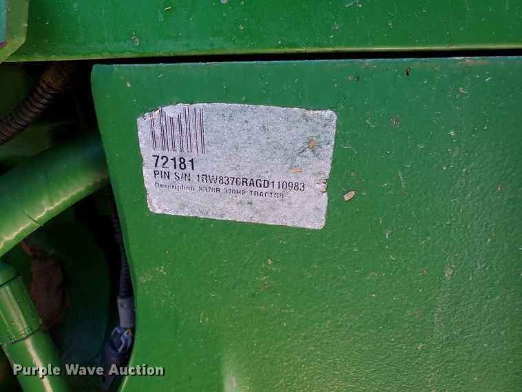 image for item DI5030 2015 John Deere 8370R  MFWD tractor