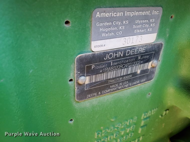 image for item DJ4763 2010 John Deere 8320R  MFWD tractor