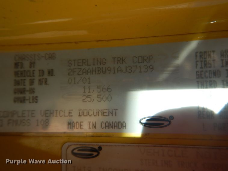 image for item DH5236 2001 Sterling Acterra  rollback truck