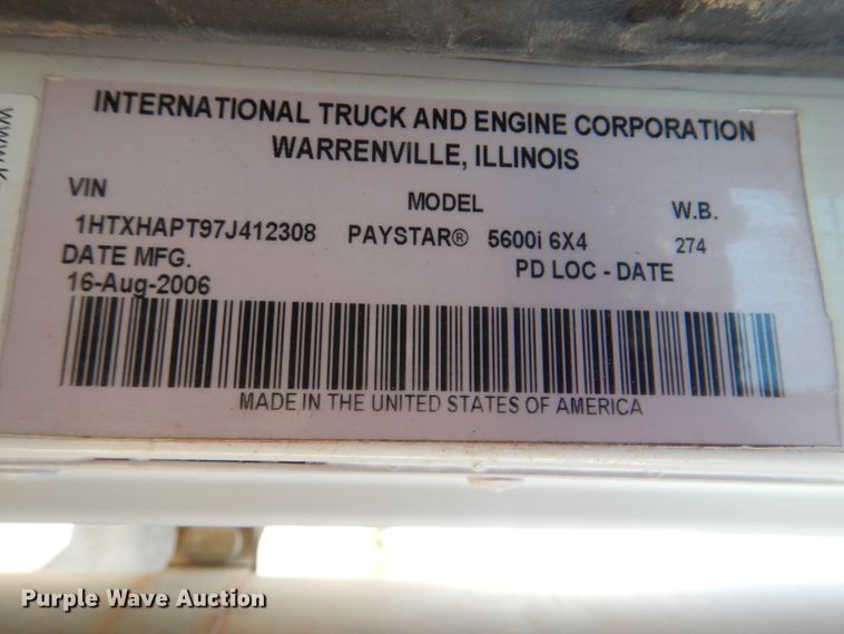 image for item DI0490 2007 International 5600i  truck cab and chassis