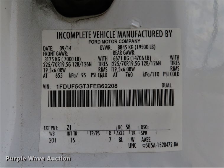 image for item DI3837 2015 Ford F550 Super Duty XL  refrigerated truck