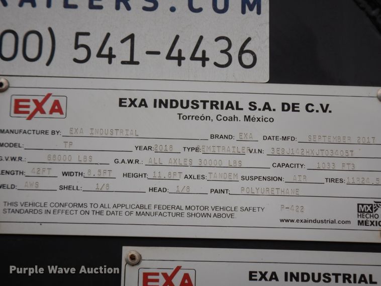 image for item DJ6666 2018 Nexa TP pneumatic dry bulk trailer