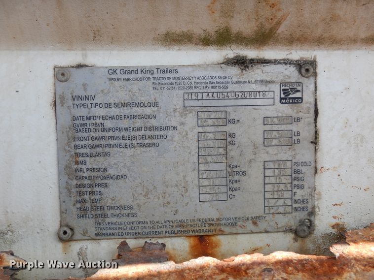 image for item DJ6723 2013 Grand King vacuum trailer