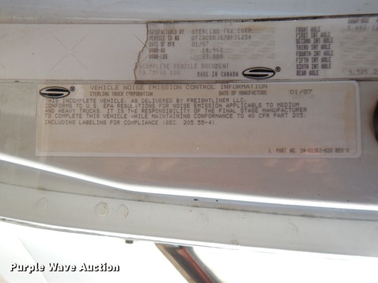 image for item FW9886 2007 Sterling Acterra  truck cab and chassis