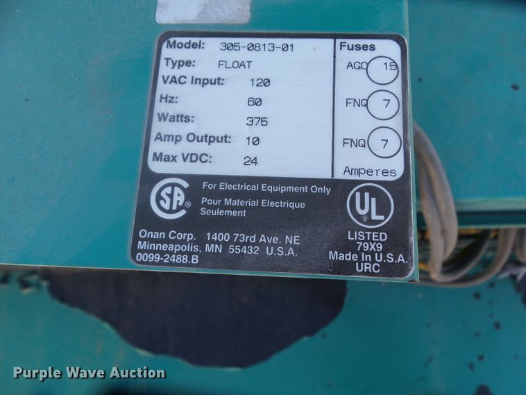 image for item DF0956 1999 Onan 250DQAB-501  generator