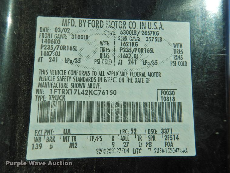 image for item DG1480 2002 Ford F150  SuperCab pickup truck