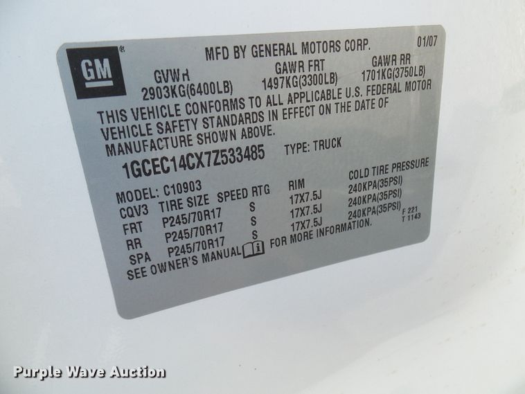 image for item DG2127 2007 Chevrolet Silverado 1500  pickup truck