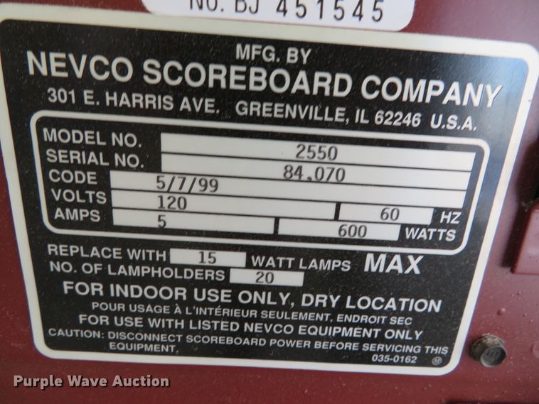 image for item DH0503 (2) Nevco 2550 scoreboard