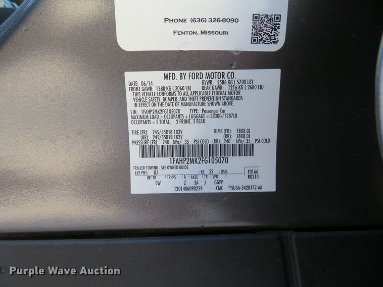 image for item DI3899 2015 Ford Taurus Police Interceptor