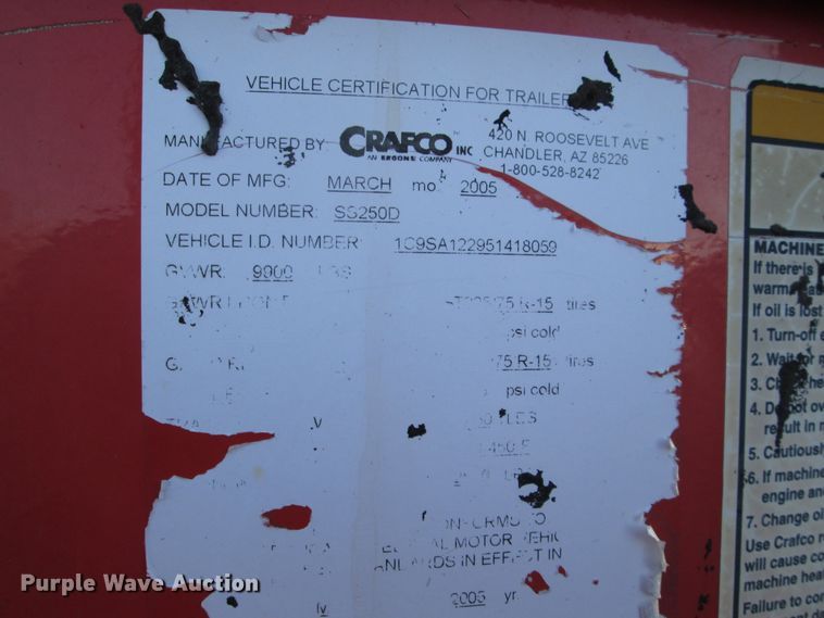 image for item DI7522 2005 Crafco SS250 melter applicator