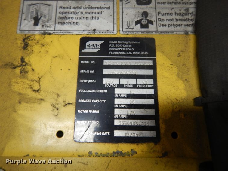 image for item DI8021 2004 Esab PGMKR Plus VISLEFX cutting system