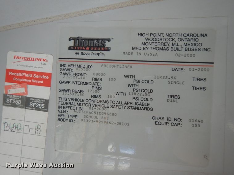 image for item DI8072 2001 Freightliner FS65  school bus