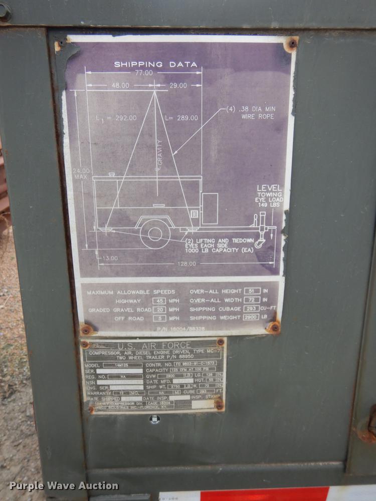 image for item DJ5788 1993 Davey 14M125  air compressor