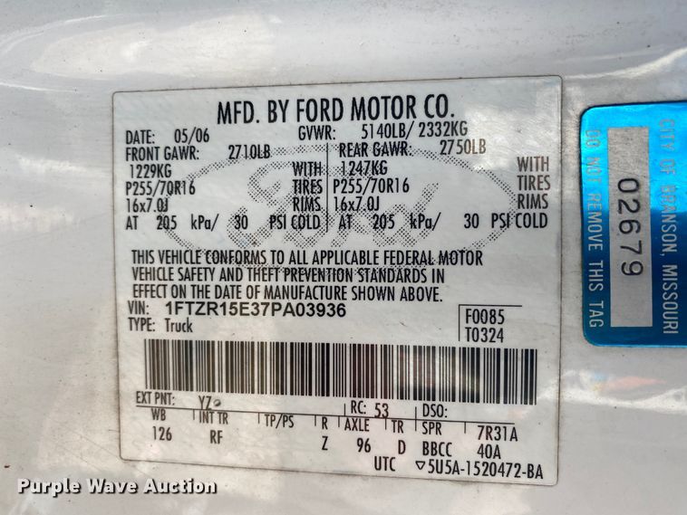 image for item EL9602 2007 Ford Ranger  SuperCab pickup truck