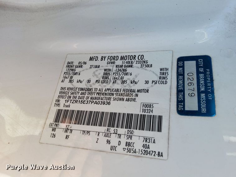 image for item EL9602 2007 Ford Ranger  SuperCab pickup truck