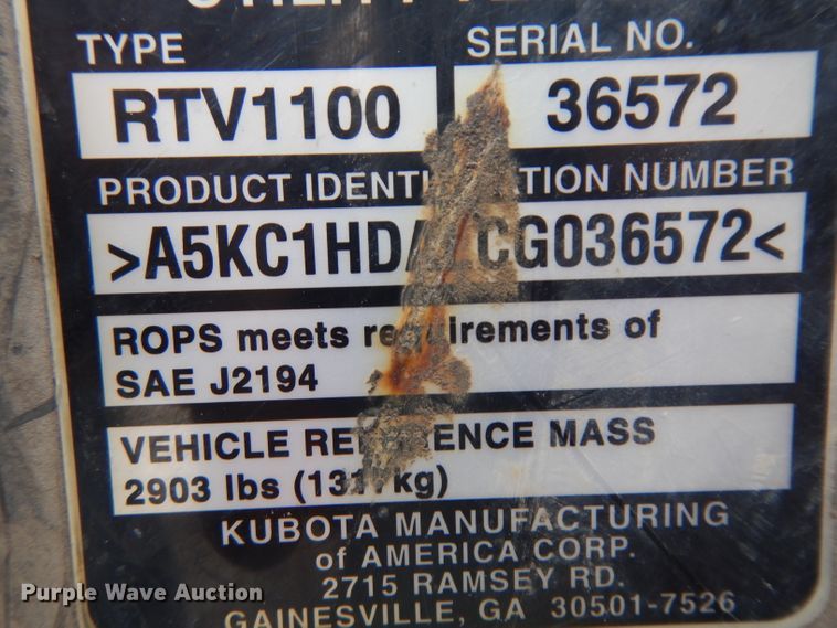 image for item EY9043 Kubota RTV1100  utility vehicle