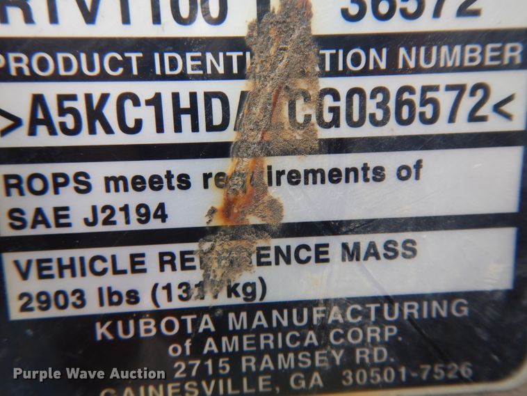 image for item EY9043 Kubota RTV1100  utility vehicle