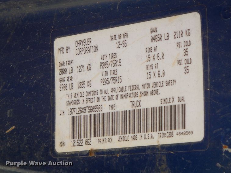 image for item FR9178 1996 Dodge Dakota  pickup truck