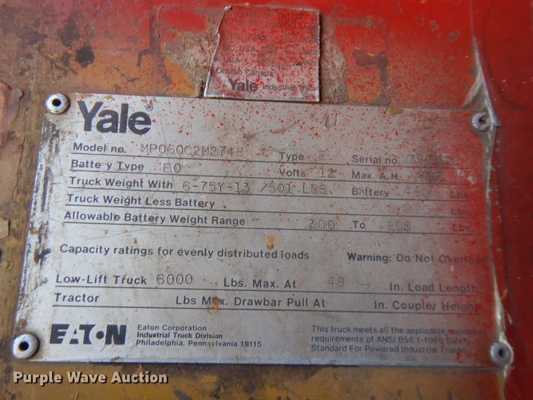 image for item FW9899 Yale MP060C2M2748 pallet jack