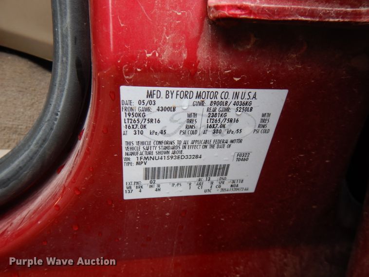 image for item FW9929 2003 Ford Excursion XLT  SUV