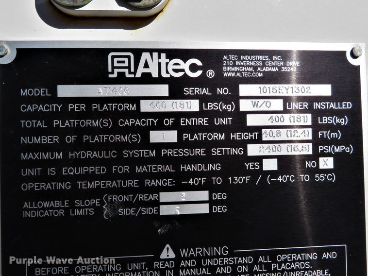 image for item GI9234 2015 Altec aerial man basket