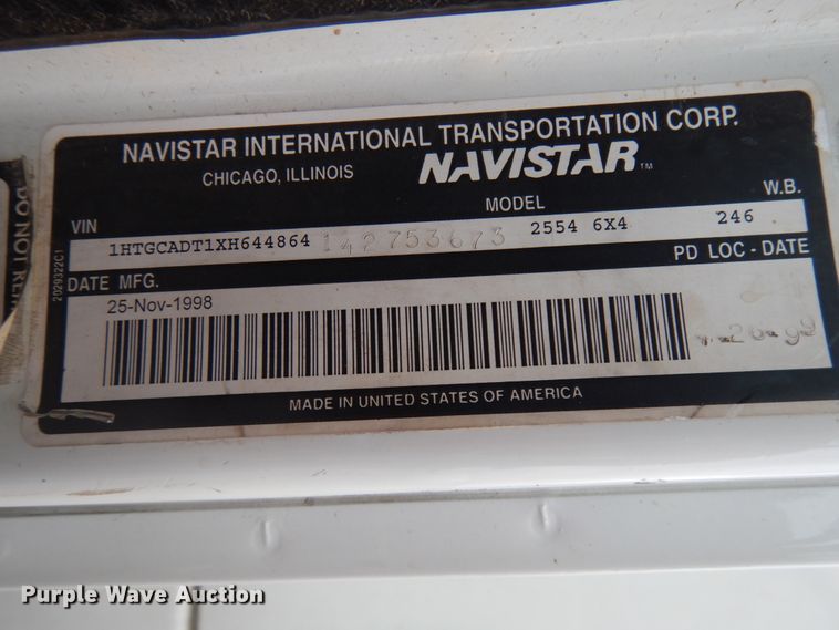 image for item HD9139 1999 International 2554  sewer jetter truck