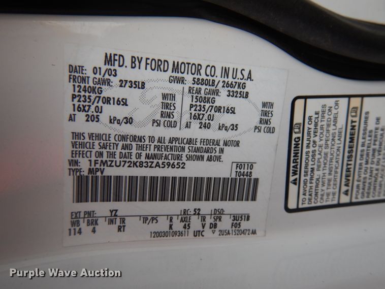 image for item HD9141 2003 Ford Explorer  SUV