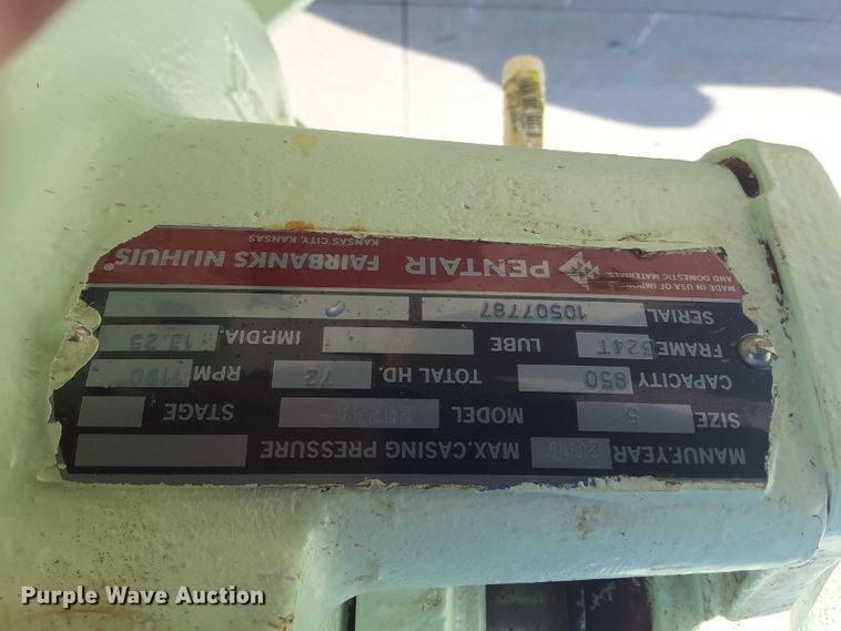 image for item HF9772 2017 Fairbanks 2823A horizontal split case water pump