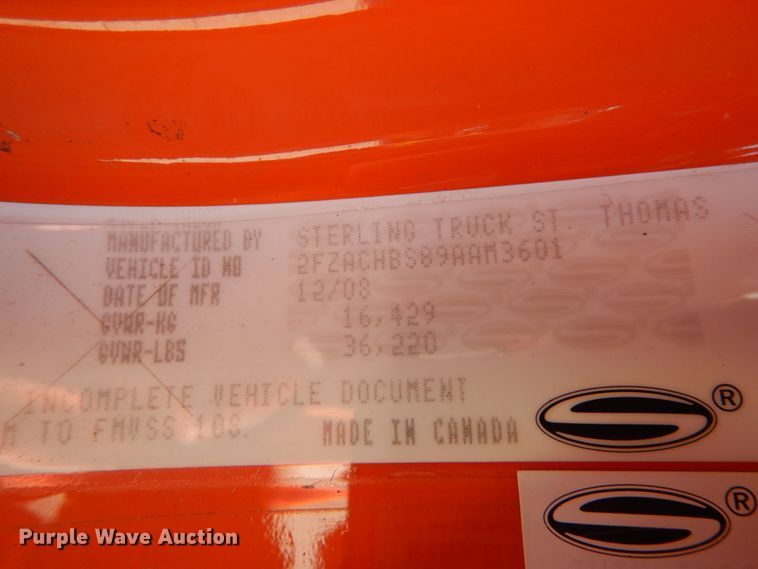 image for item HV9514 2009 Sterling Acterra  dump truck