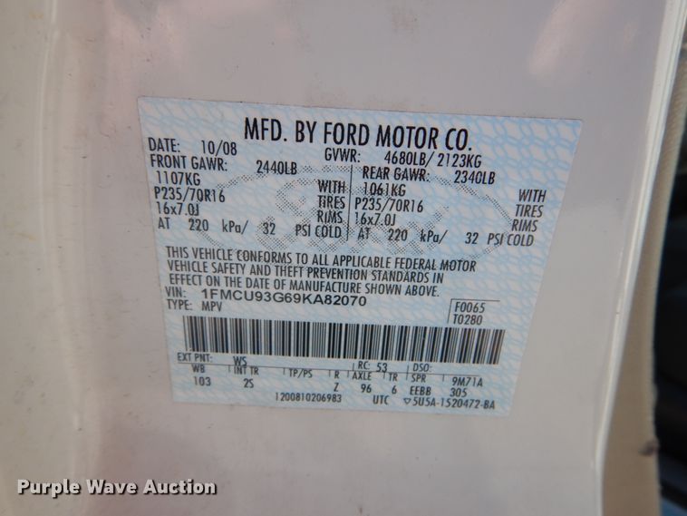 image for item HV9515 2009 Ford Escape XLT  SUV