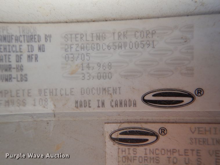 image for item HY9937 2005 Sterling Acterra  dump truck