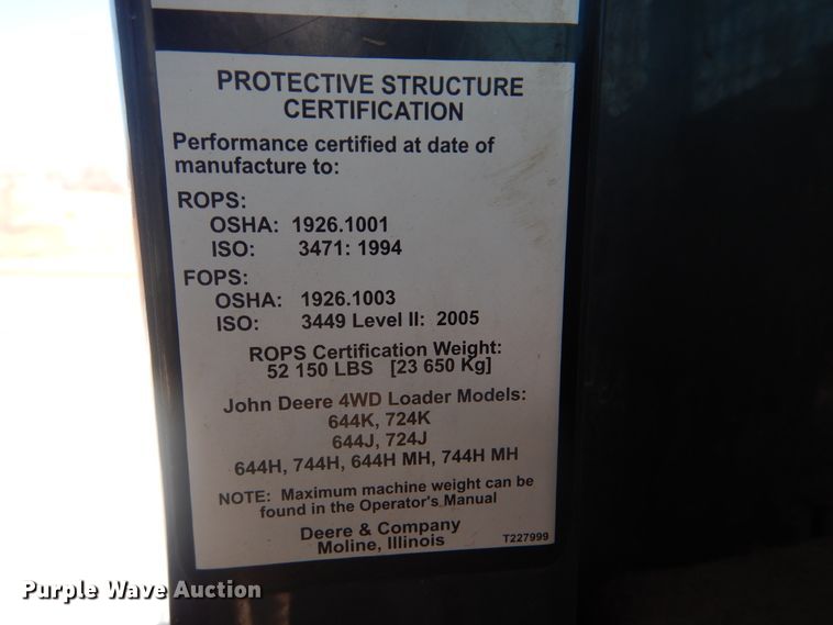 image for item HY9982 2012 John Deere 724K  wheel loader