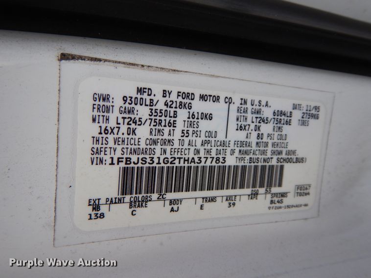 image for item DF3211 1996 Ford Club Wagon  van