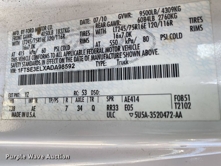 image for item DH7028 2010 Ford E350  van