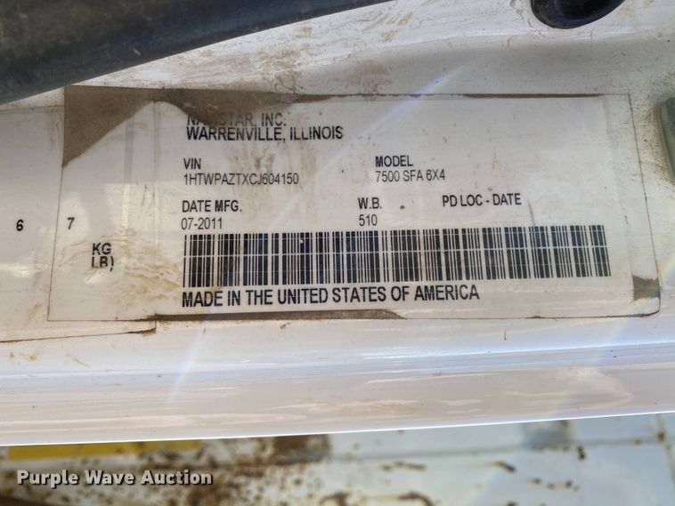 image for item DH7038 2012 International 7500  dump truck