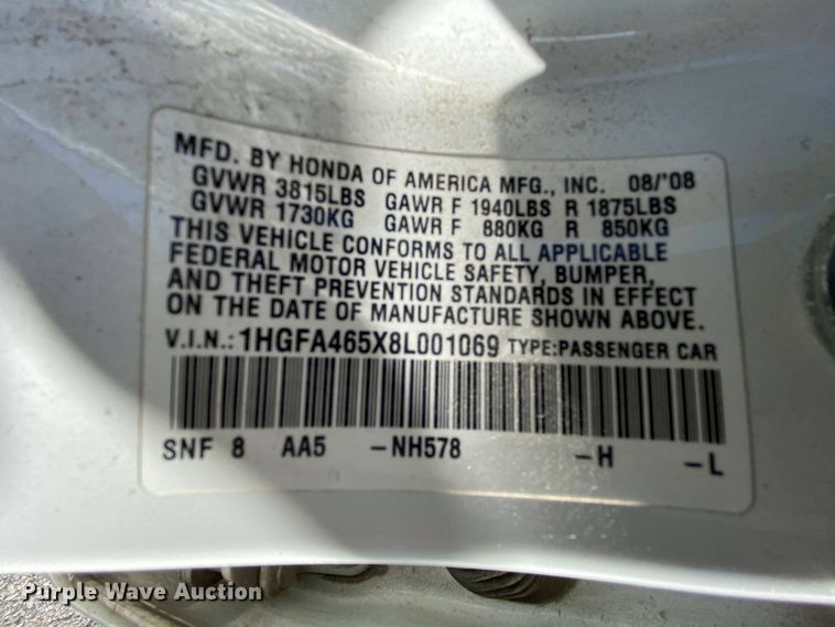 image for item DH7041 2008 Honda Civic