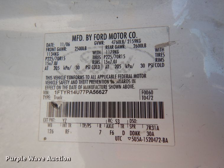 image for item DJ6011 2007 Ford Ranger  SuperCab pickup truck