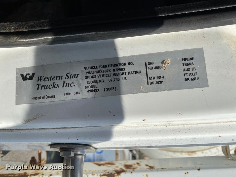 image for item DJ6012 2002 Western Star 4964SX  ready mix truck