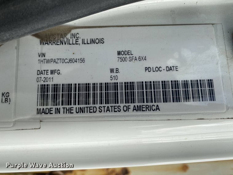 image for item DJ6013 2012 International WorkStar 7500  dump truck