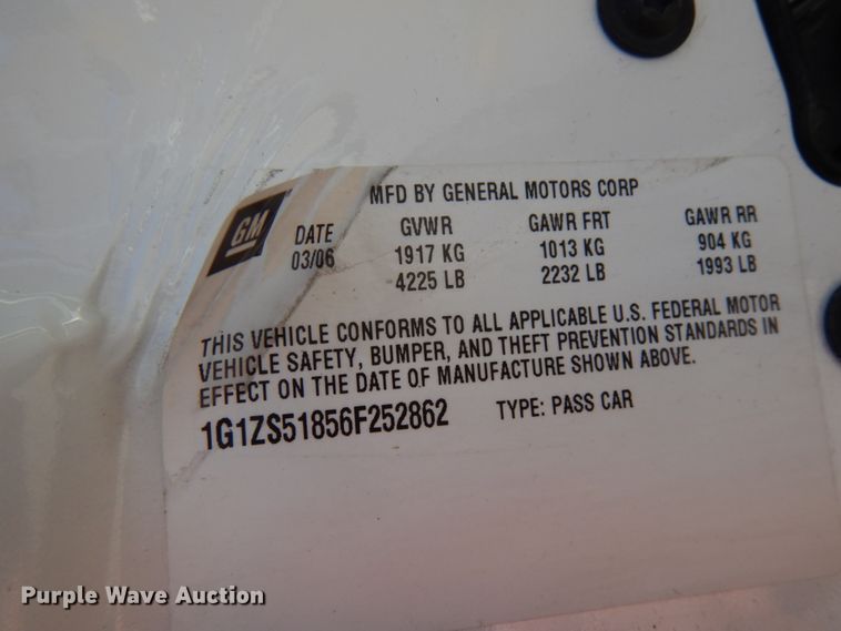 image for item DJ6016 2006 Chevrolet Malibu