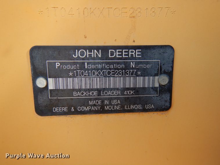 image for item DJ6019 2012 John Deere 410K  backhoe