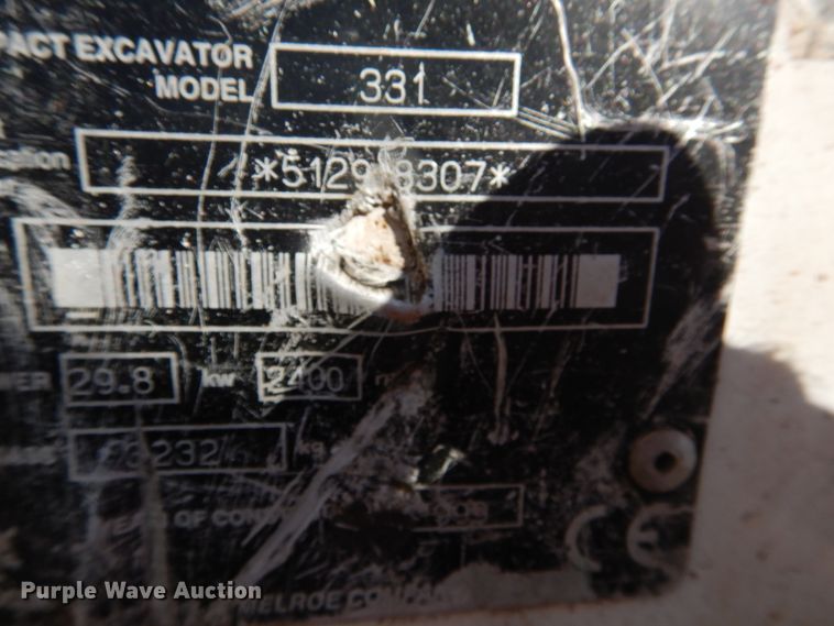 image for item DI3534 1999 Bobcat 331  mini excavator