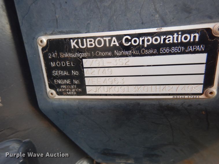 image for item DI3536 2018 Kubota KX91-3S2  mini excavator