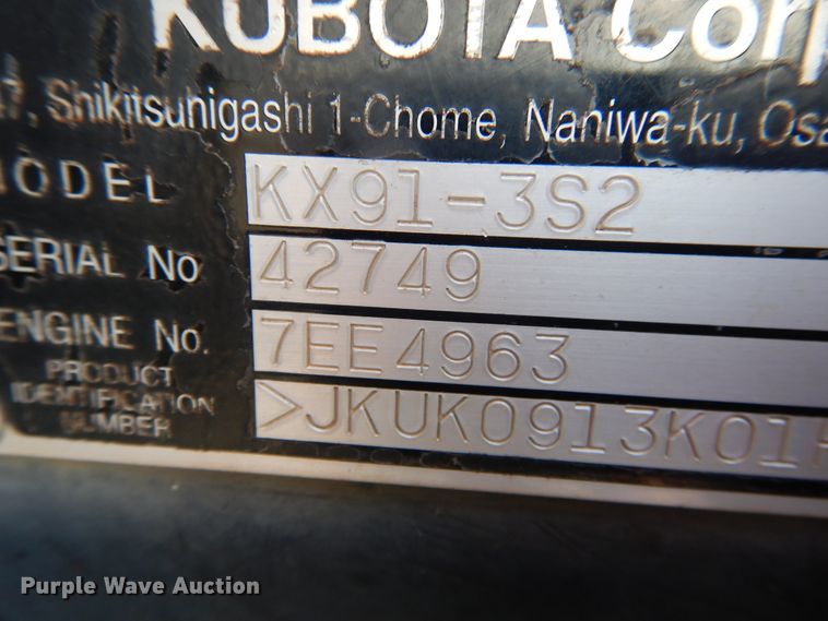 image for item DI3536 2018 Kubota KX91-3S2  mini excavator