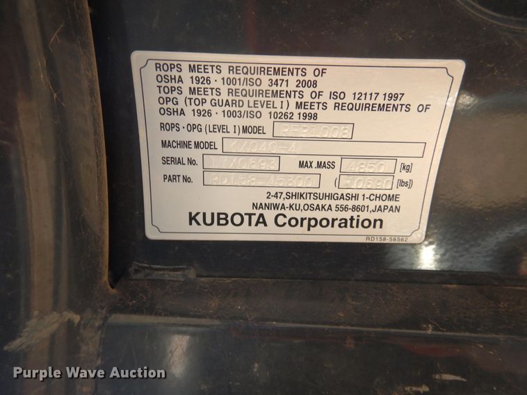 image for item DI3537 2019 Kubota KX040-4  mini excavator